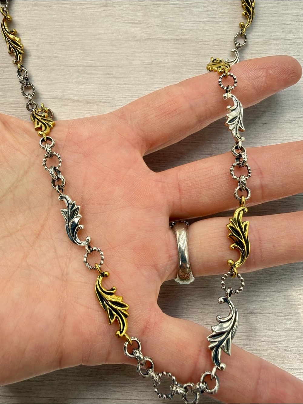 Echo of the Dreamer Acanthus Sterling Bronze 26-28” Necklace Artisan Designer - Picture 9 of 17